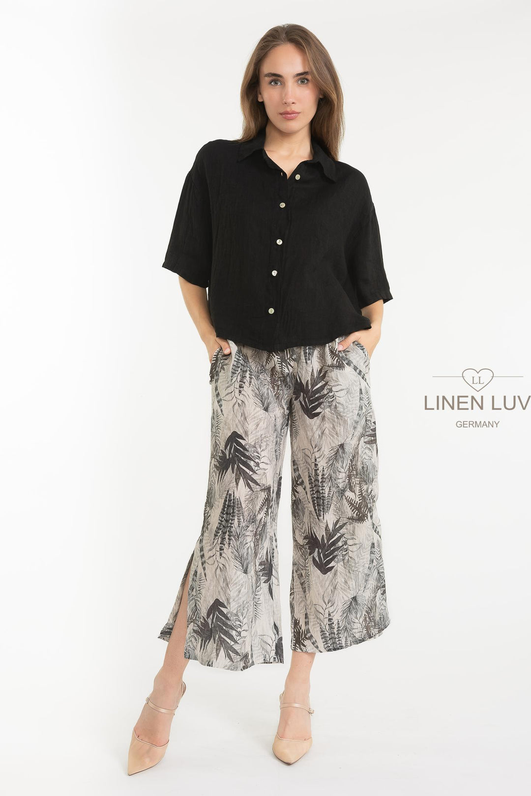 French Linen Boxy Crop Shirt - Breathable Naturals | Glam & Fame Clothing