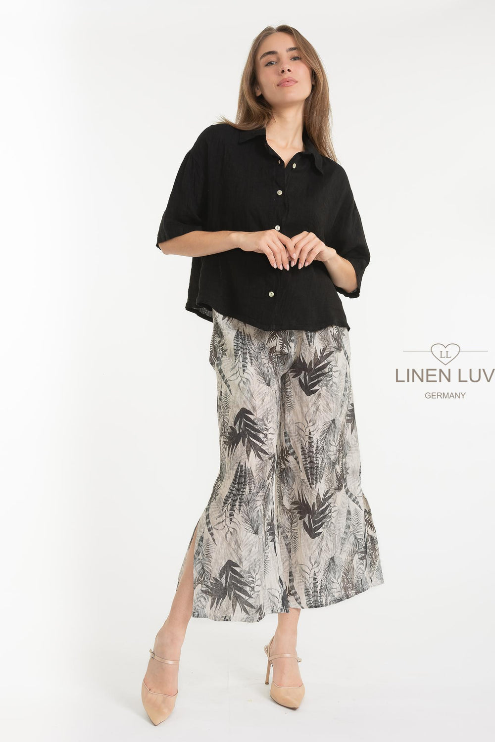 French Linen Boxy Crop Shirt - Breathable Naturals | Glam & Fame Clothing