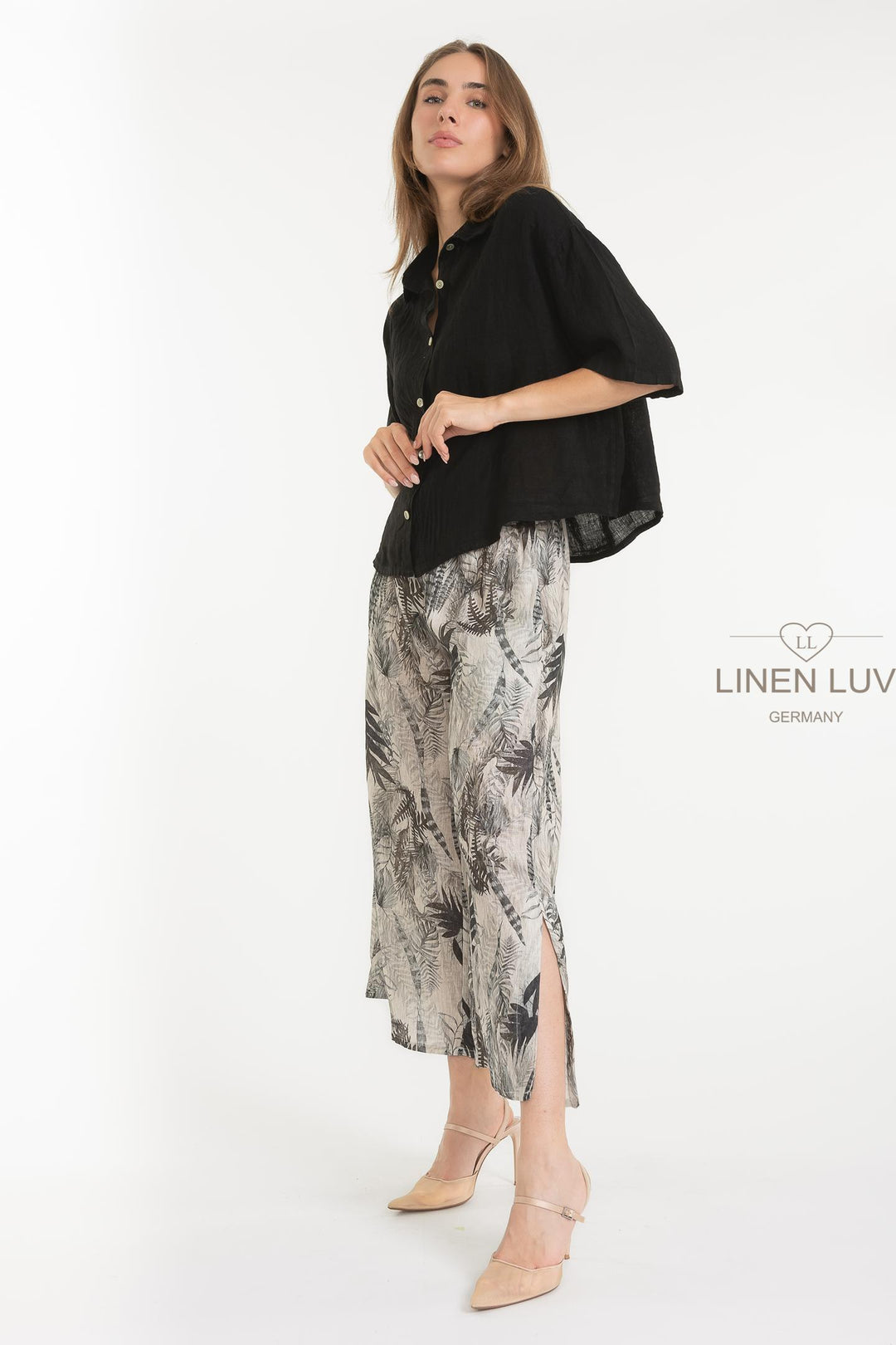 French Linen Boxy Crop Shirt - Breathable Naturals | Glam & Fame Clothing