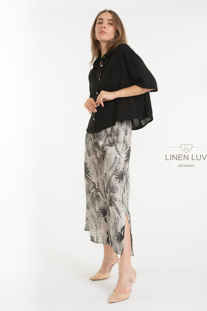 French Linen Boxy Crop Shirt - Breathable Naturals | Glam & Fame Clothing