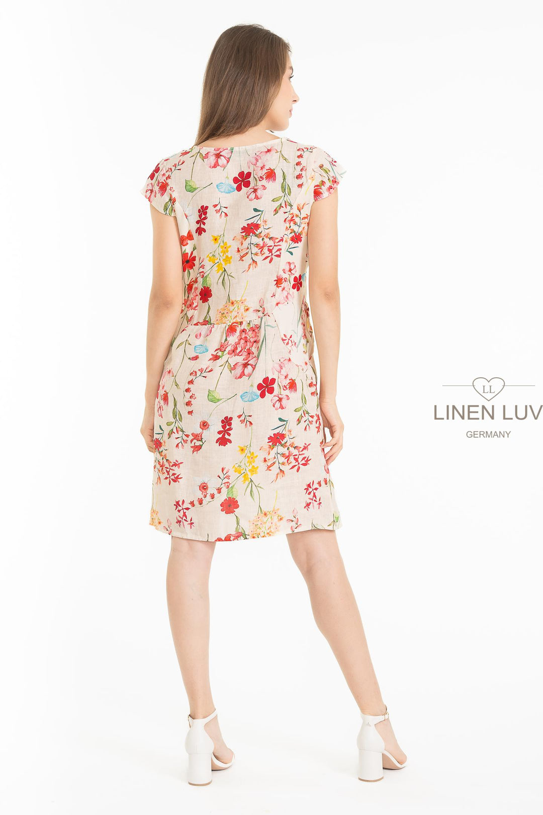 French Linen Print Dress Classic Sheath - Breathable Naturals | Glam & Fame Clothing