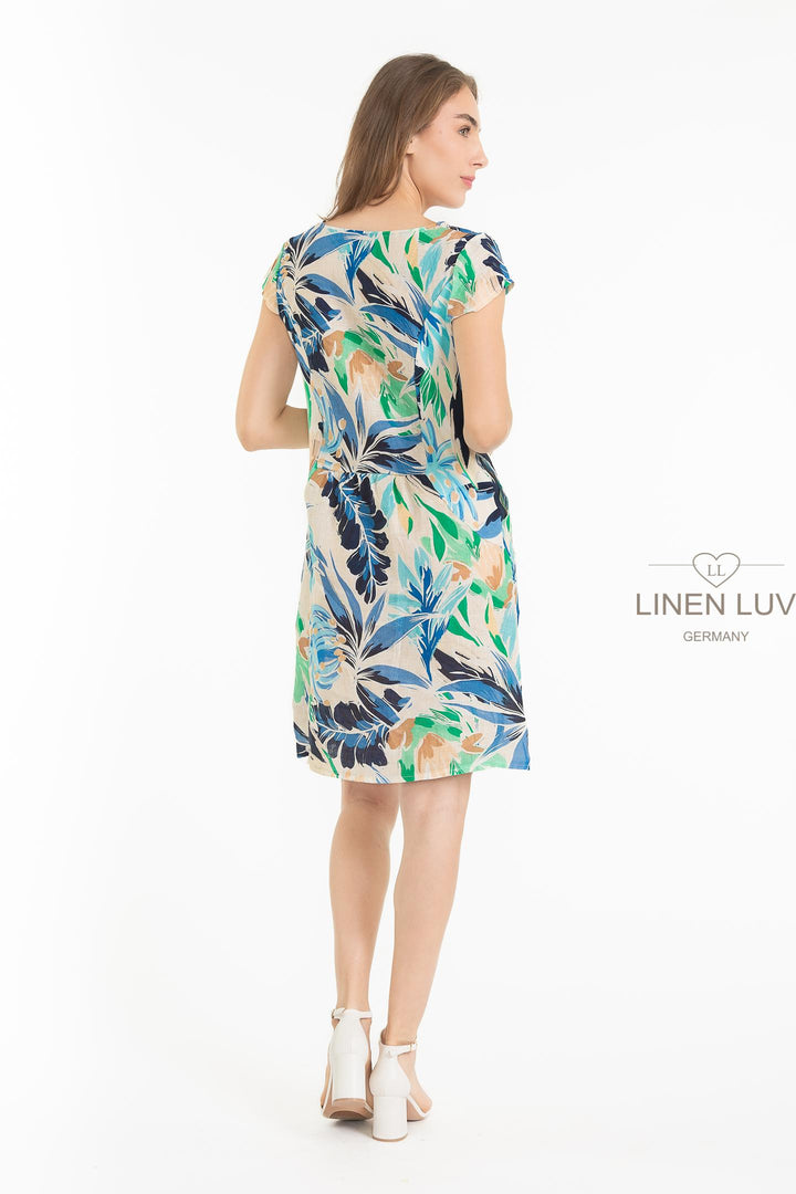 French Linen Print Dress Classic Sheath - Breathable Naturals | Glam & Fame Clothing