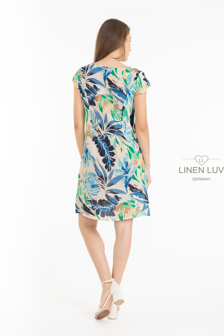 French Linen Print Dress Classic Sheath - Breathable Naturals | Glam & Fame Clothing