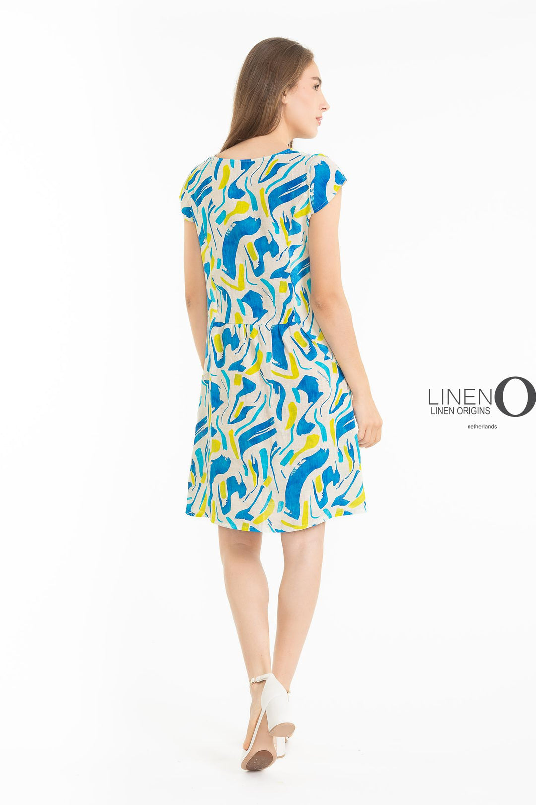 French Linen Sheath Dress Abstract Print - Breathable Naturals | Glam & Fame Clothing