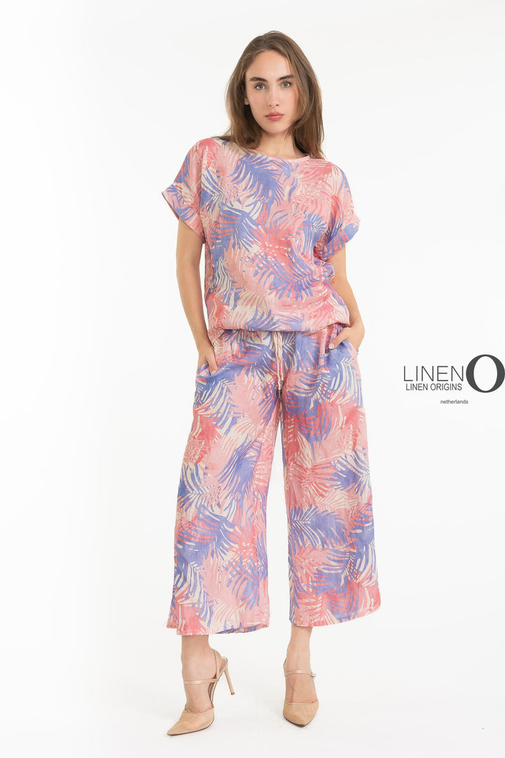 French Linen Print Blouse - Breathable Naturals | Glam & Fame Clothing