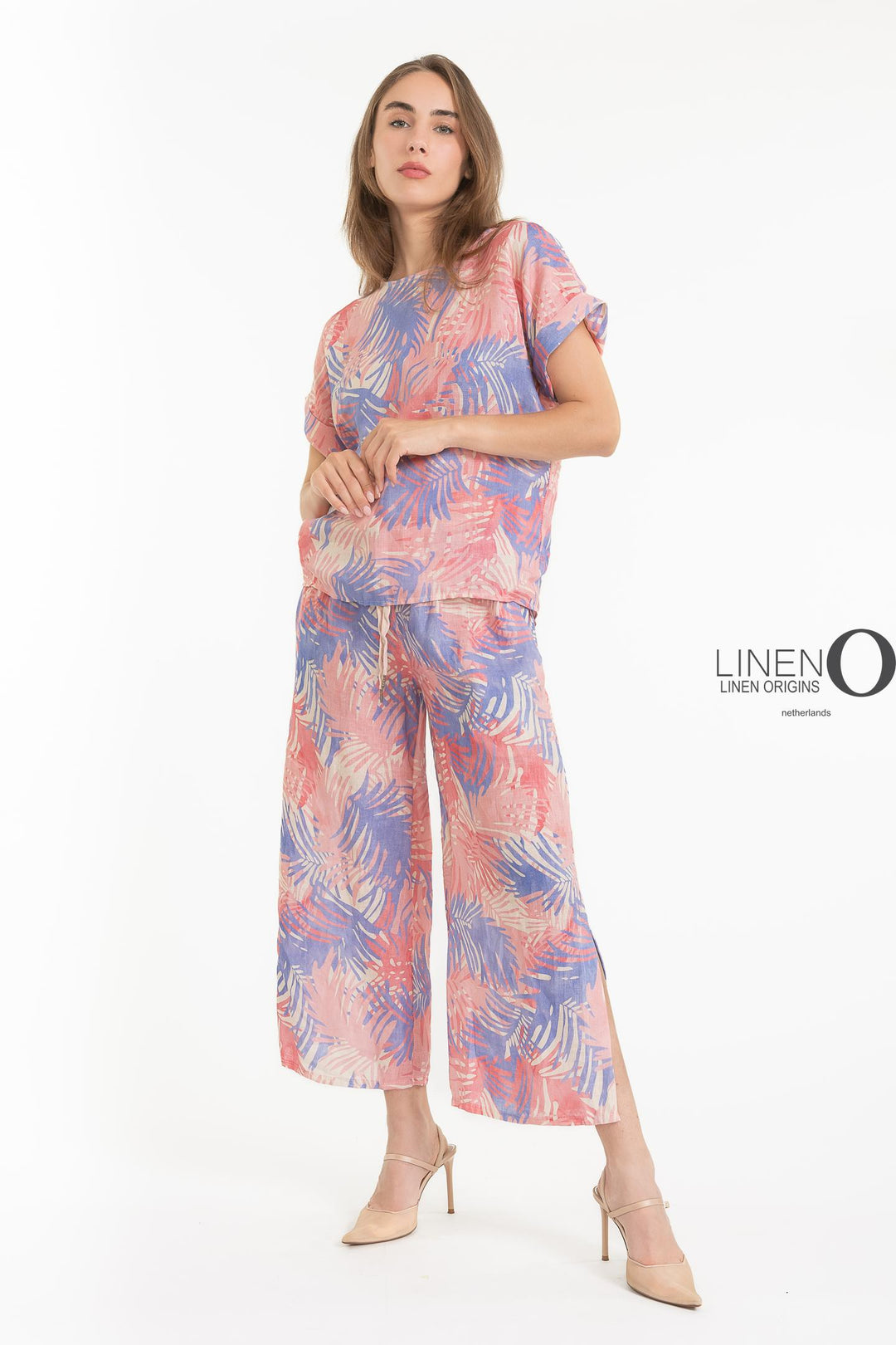 French Linen Print Blouse - Breathable Naturals | Glam & Fame Clothing