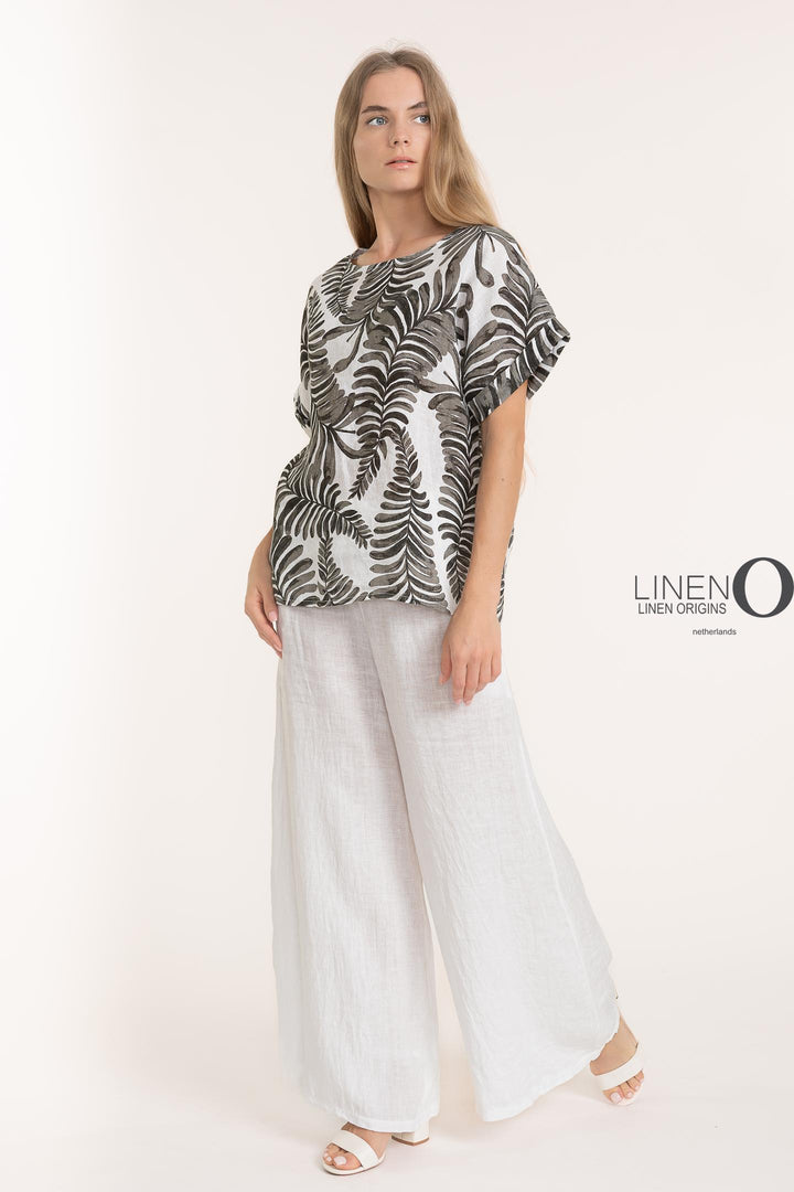 French Linen Print Blouse - Breathable Naturals | Glam & Fame Clothing