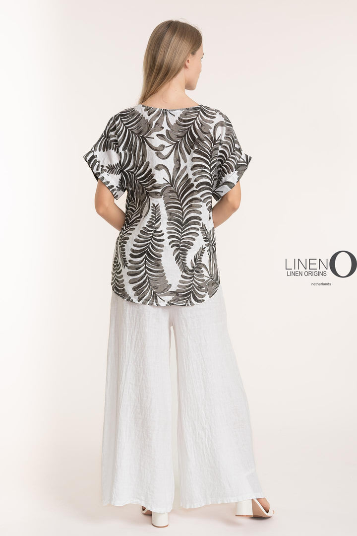 French Linen Print Blouse - Breathable Naturals | Glam & Fame Clothing