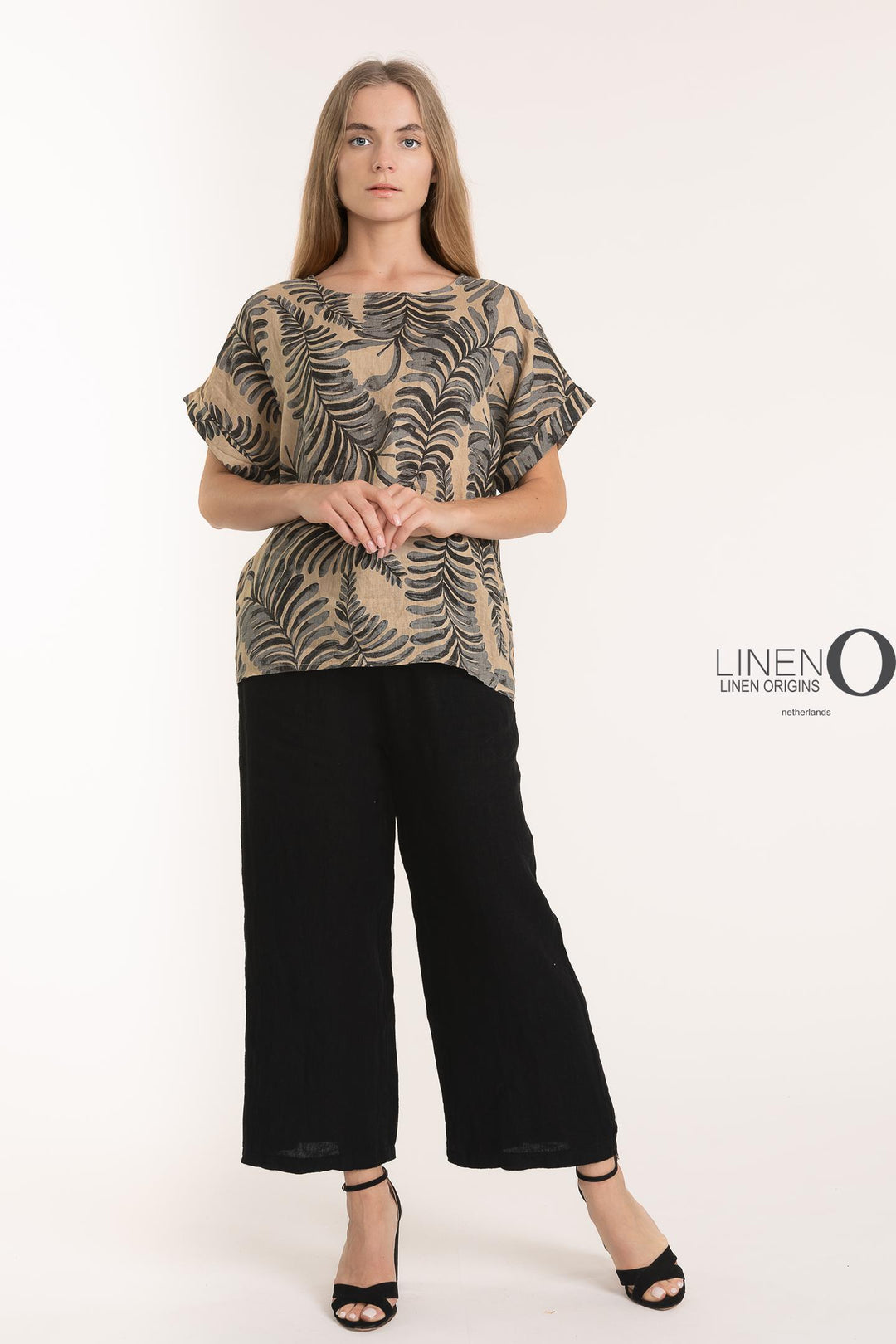 French Linen Print Blouse - Breathable Naturals | Glam & Fame Clothing