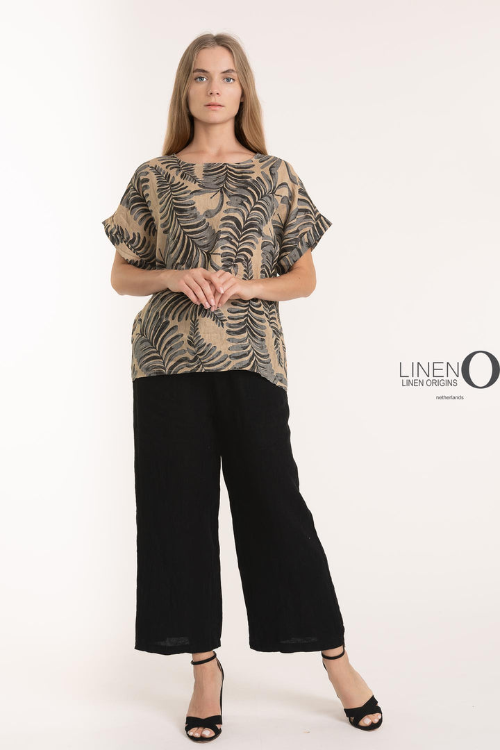 French Linen Print Blouse - Breathable Naturals | Glam & Fame Clothing