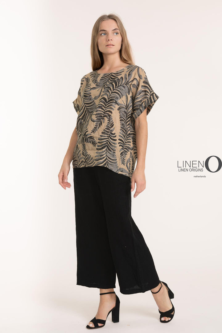 French Linen Print Blouse - Breathable Naturals | Glam & Fame Clothing