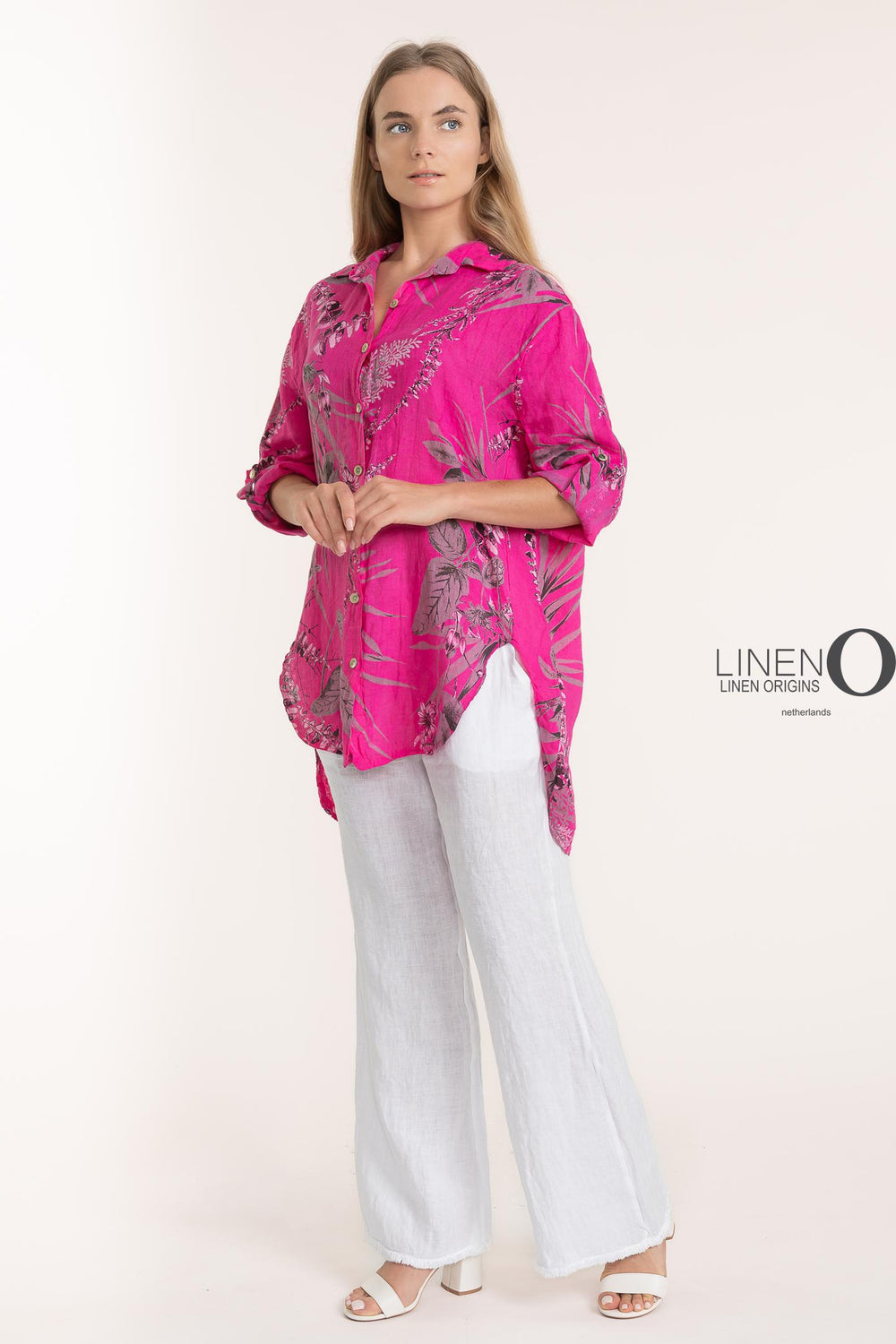 French Linen Botanical Shirt - Breathable Naturals | Glam & Fame Clothing