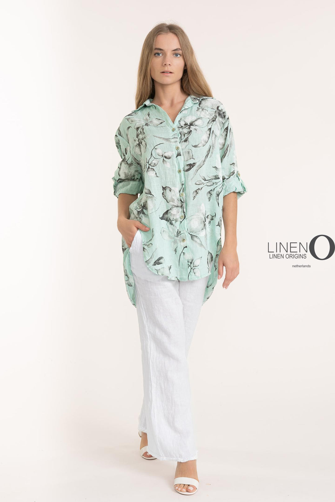 French Linen Shirt Print - Breathable Naturals | Glam & Fame Clothing