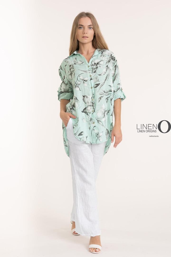 French Linen Shirt Print - Breathable Naturals | Glam & Fame Clothing