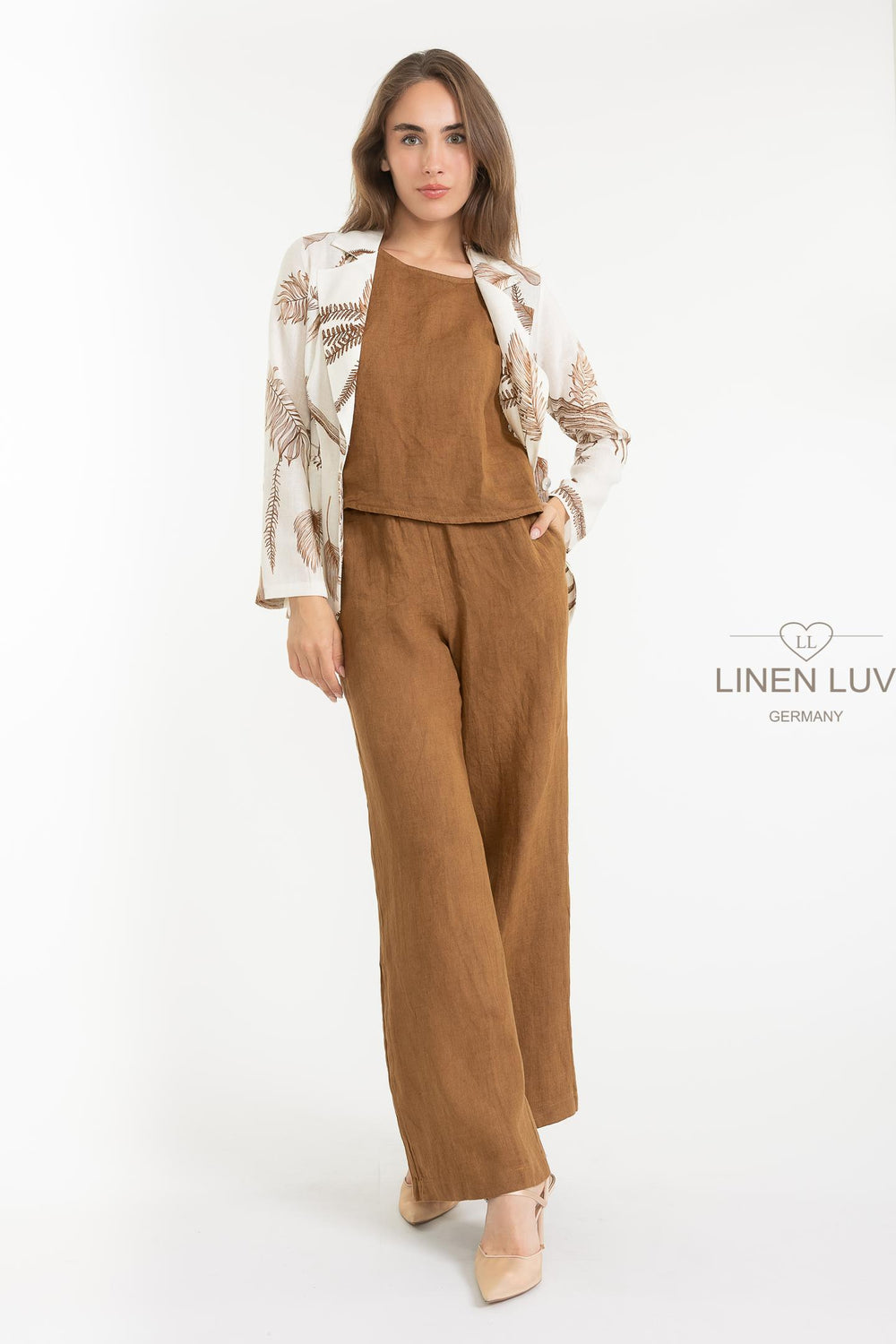 French Linen Blazer Fauna - Breathable Naturals | Glam & Fame Clothing
