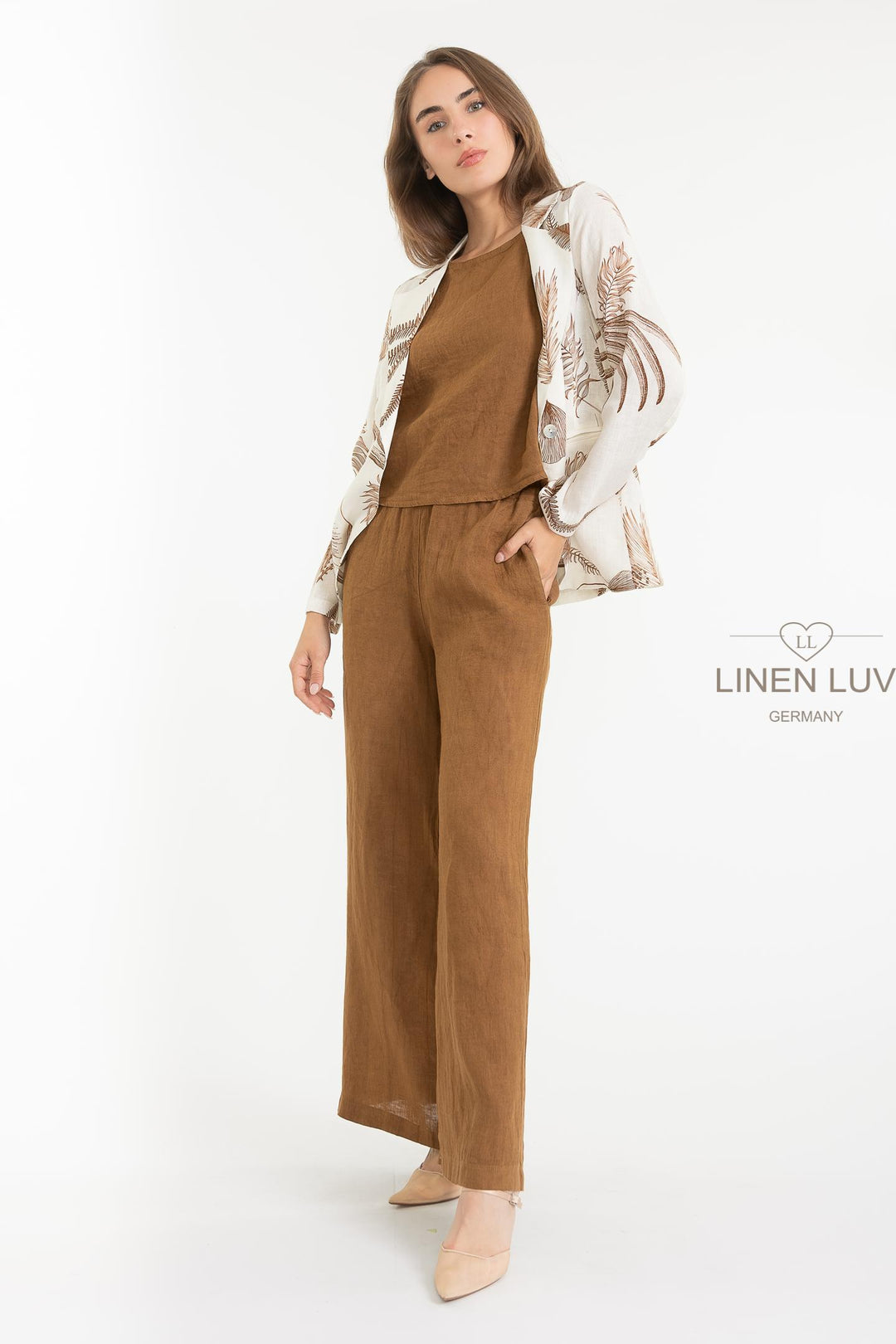 French Linen Blazer Fauna - Breathable Naturals | Glam & Fame Clothing