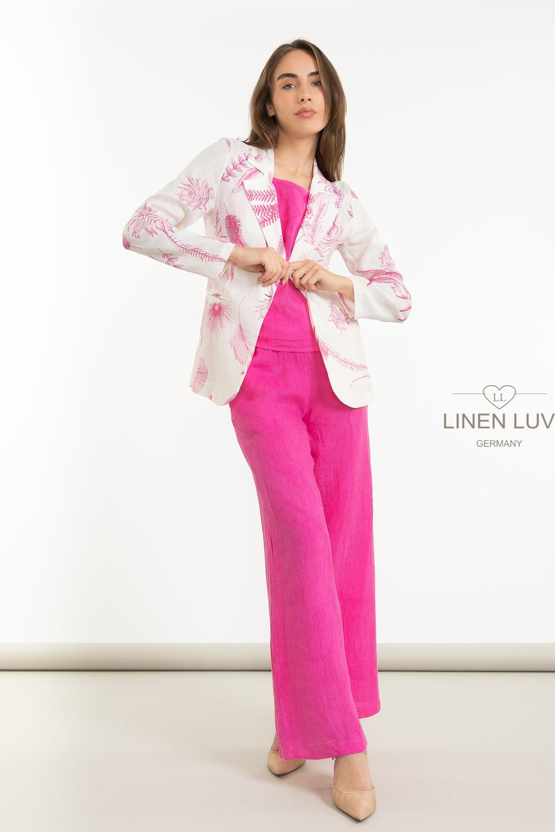 French Linen Blazer Fauna - Breathable Naturals | Glam & Fame Clothing