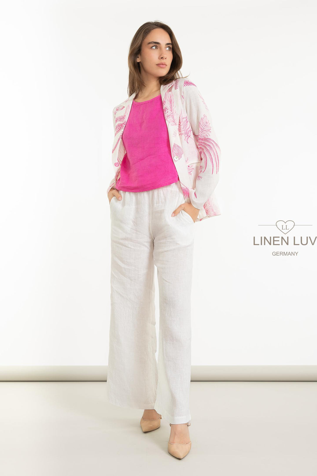 French Linen Blazer Fauna - Breathable Naturals | Glam & Fame Clothing
