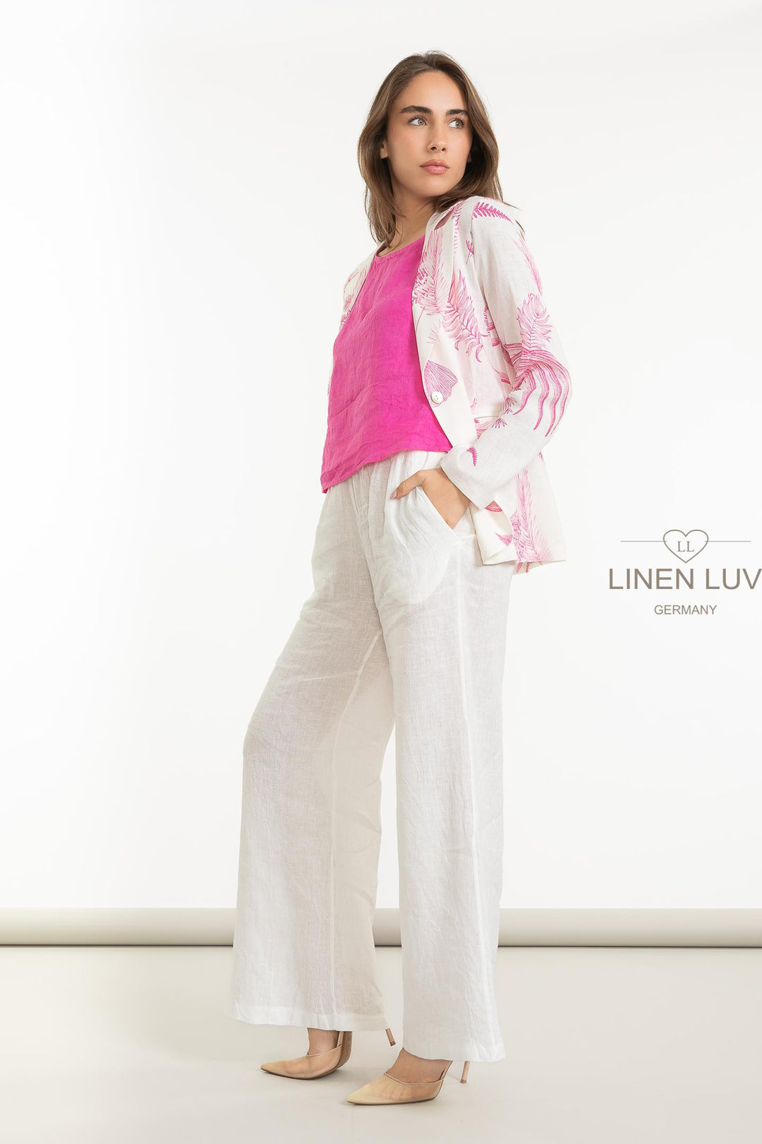 French Linen Blazer Fauna - Breathable Naturals | Glam & Fame Clothing