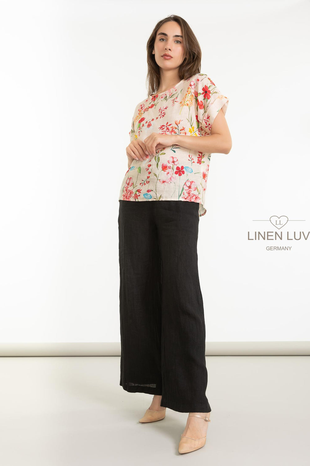 French Linen Print Blouse - Breathable Naturals | Glam & Fame Clothing