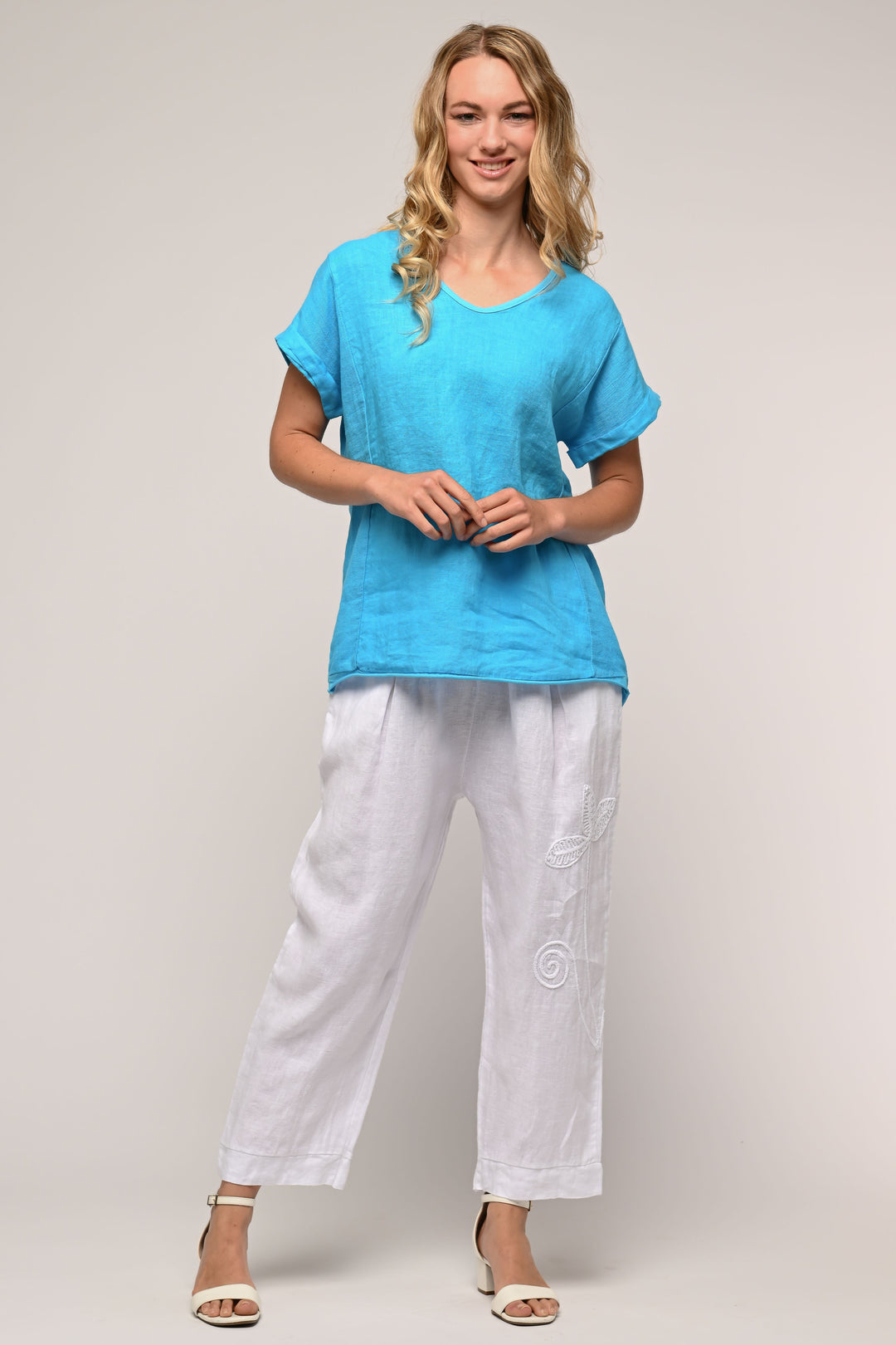French Linen Top V-Neck
