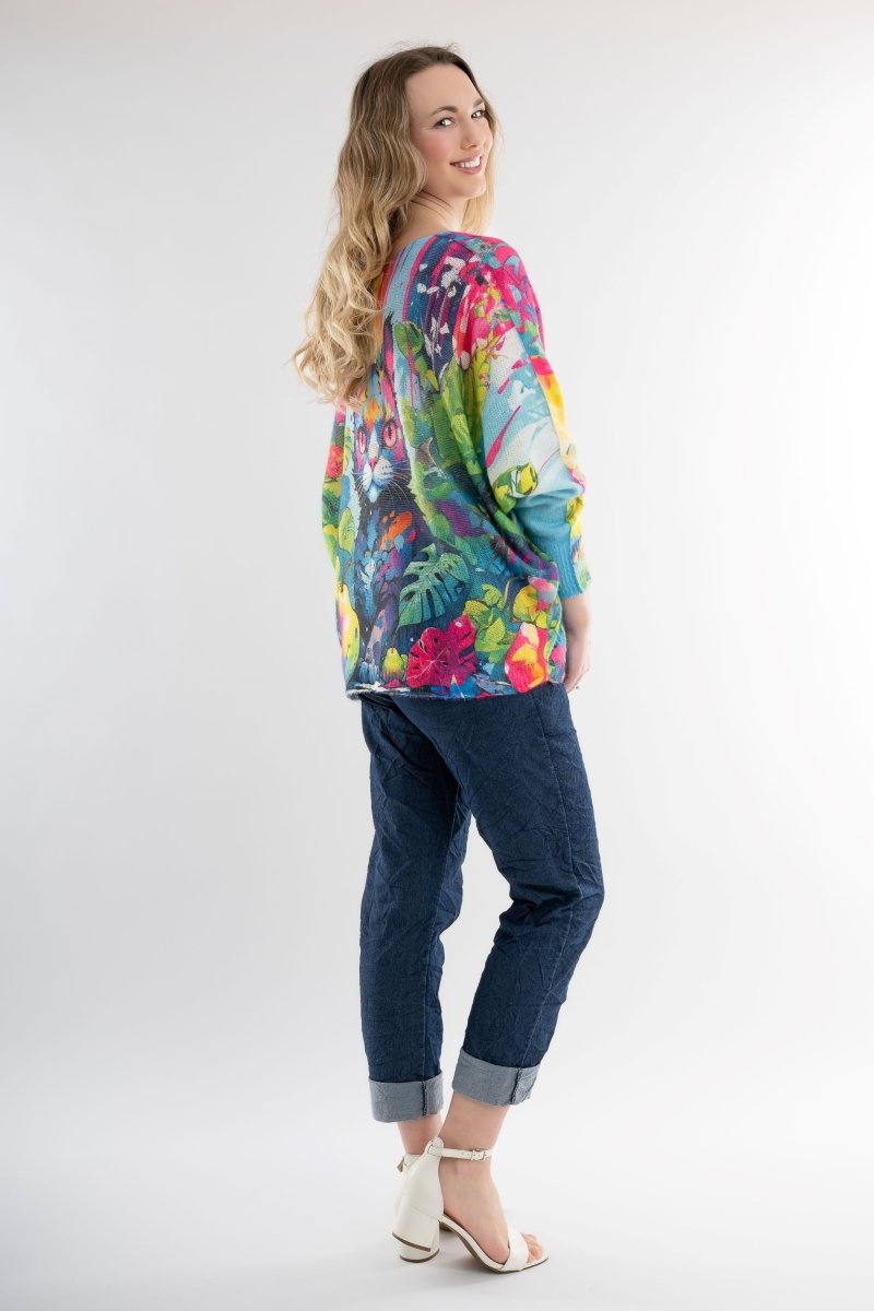 Euro Wool Blend Art Top Cat Sweater - Breathable Naturals | Glam & Fame Clothing