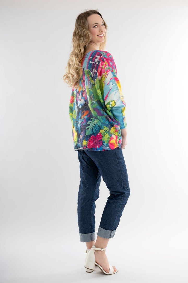 Euro Wool Blend Art Top Cat Sweater - Breathable Naturals | Glam & Fame Clothing