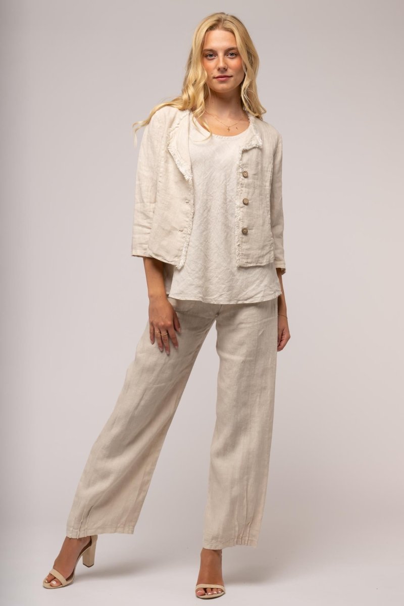 French Linen Jacket Premium Woven - Breathable Naturals | Glam & Fame Clothing