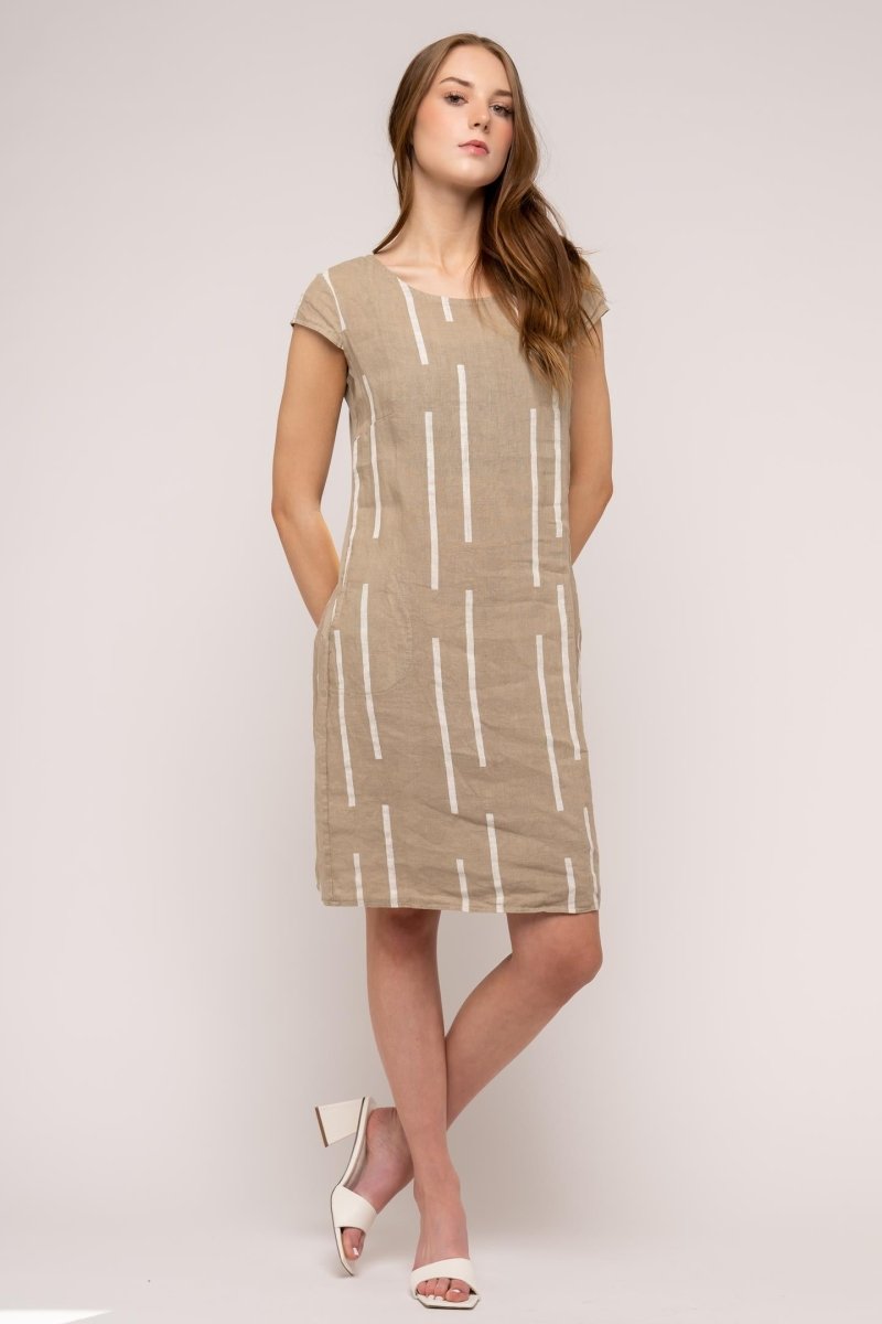 French Linen Sheath Dress With Pockets - Breathable Naturals | Glam & Fame Clothing