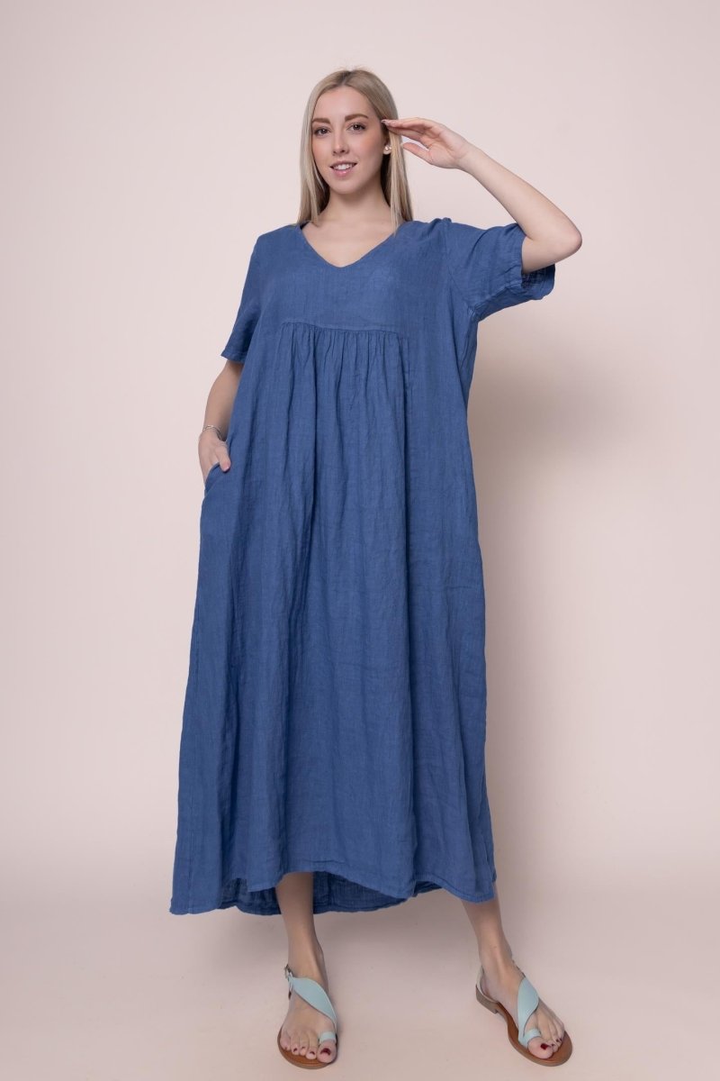 Linen Dress - OS13101-185 - Breathable Naturals | Glam & Fame Clothing