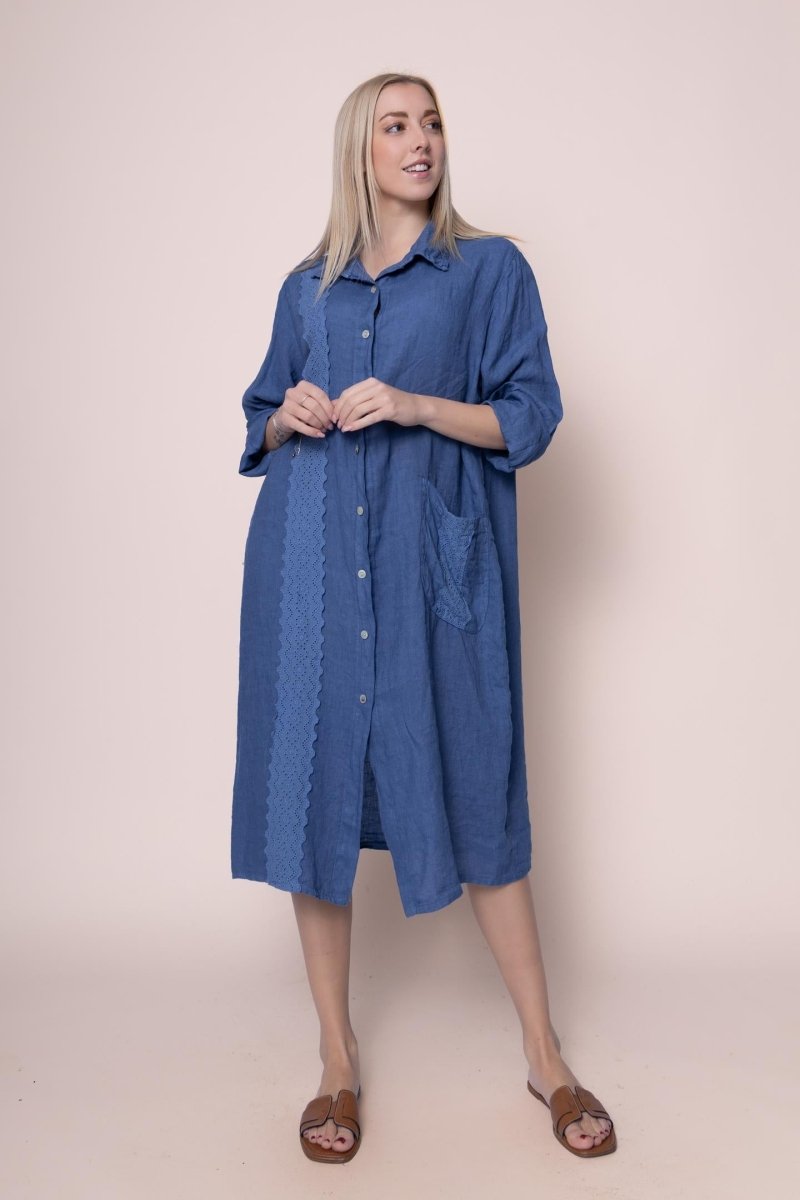 Linen Dress - OS13552-185 - Breathable Naturals | Glam & Fame Clothing