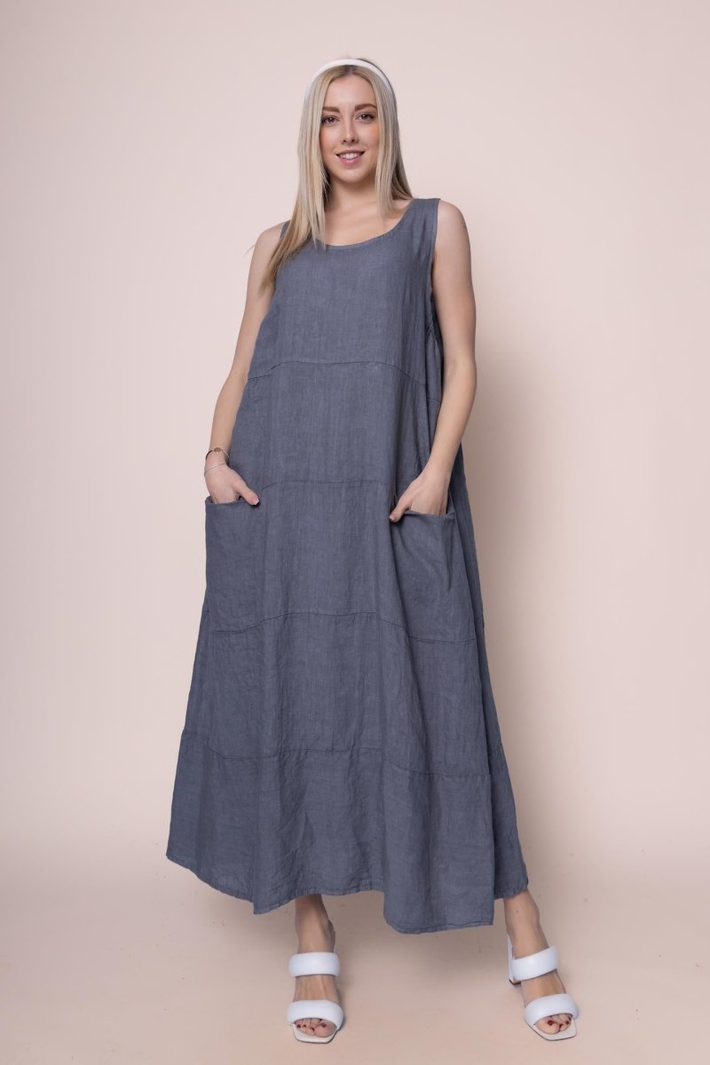 Linen Dress - OS6553-112 - Breathable Naturals | Glam & Fame Clothing