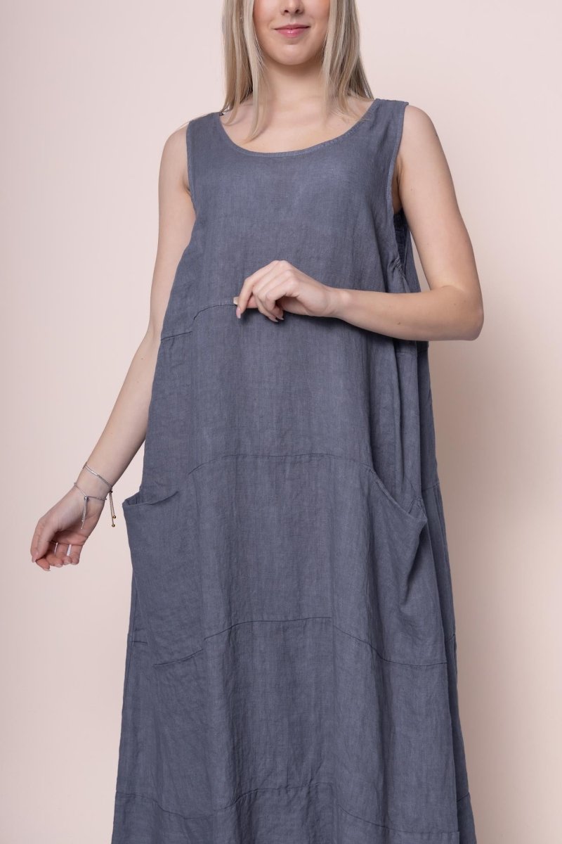 Linen Dress - OS6553-112 - Breathable Naturals | Glam & Fame Clothing