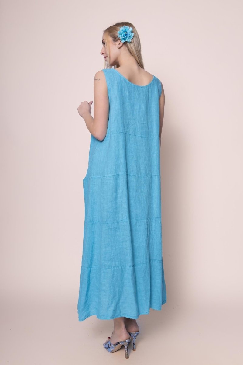 Linen Dress - OS6553-117 - Breathable Naturals | Glam & Fame Clothing