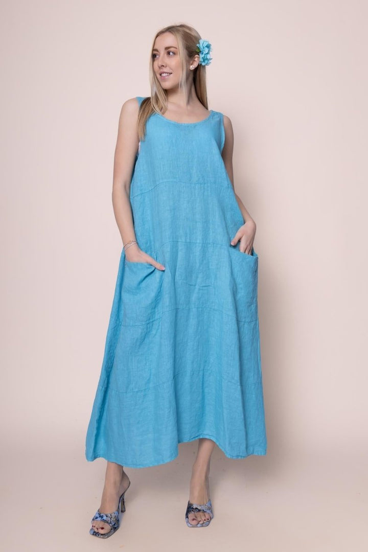 Linen Dress - OS6553-117 - Breathable Naturals | Glam & Fame Clothing