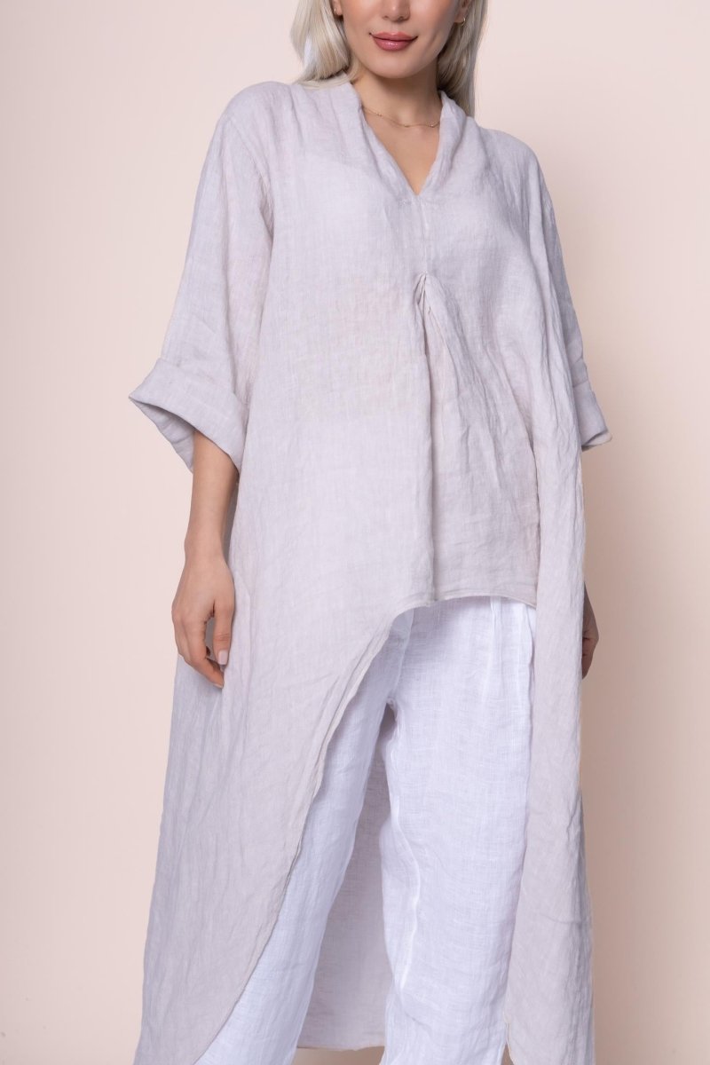 Linen Tunic - OS6841-110 - Breathable Naturals | Glam & Fame Clothing