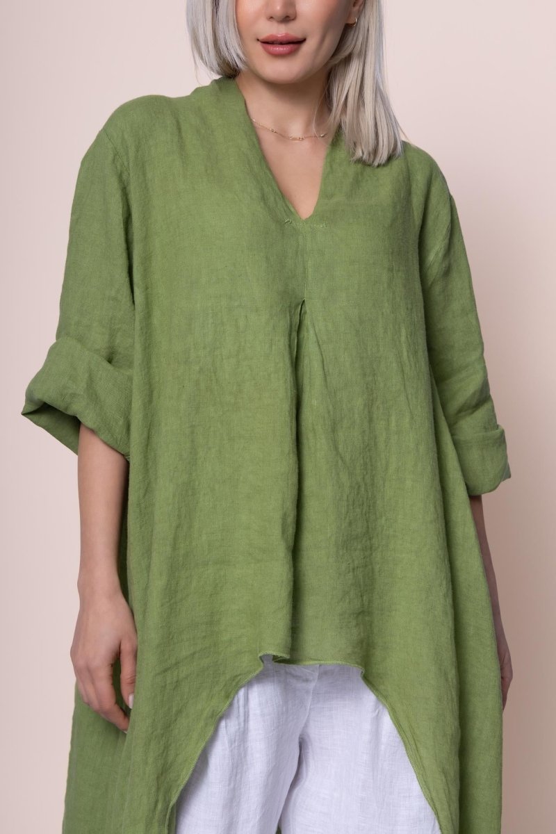 Linen Tunic - OS6841-207 - Breathable Naturals | Glam & Fame Clothing
