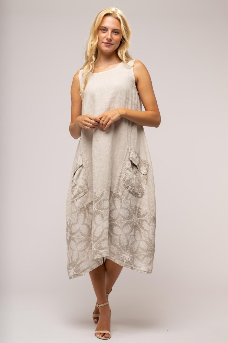 Two Palms Botanical Breeze Linen Shift Dress