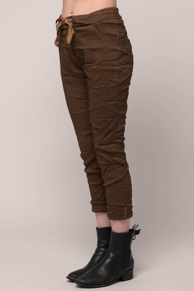 Euro Crushed Pant Diamond Jacquard - Breathable Naturals | Glam & Fame Clothing