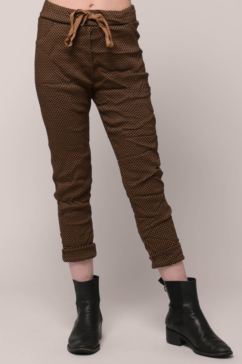 Euro Crushed Pant Diamond Jacquard - Breathable Naturals | Glam & Fame Clothing