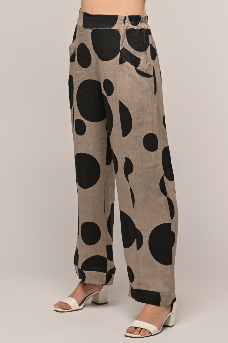 French Linen Crop Pant Spots Print - Breathable Naturals | Glam & Fame Clothing