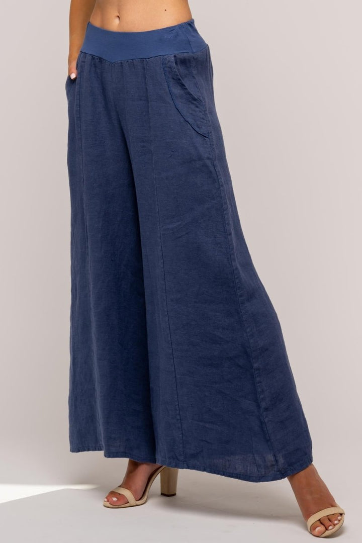 French Linen Palazzo Premium Woven - Breathable Naturals | Glam & Fame Clothing