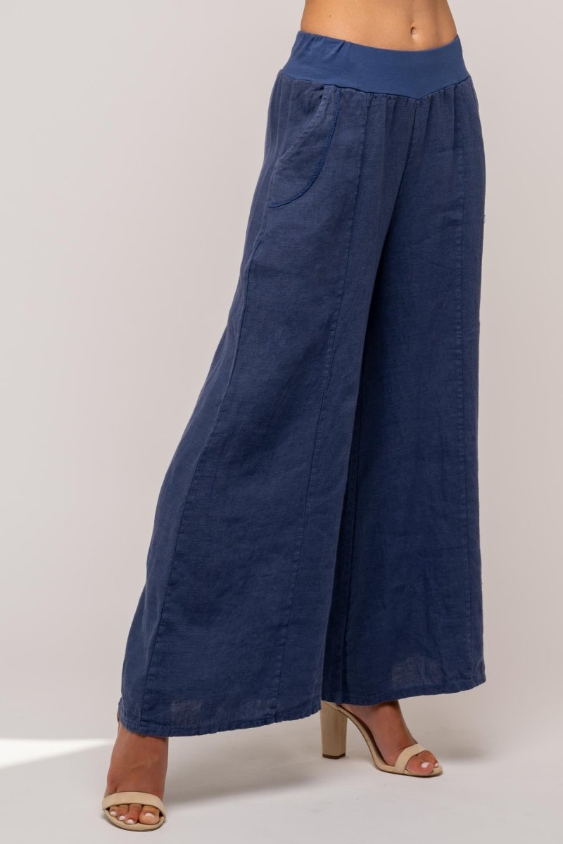 French Linen Palazzo Premium Woven - Breathable Naturals | Glam & Fame Clothing