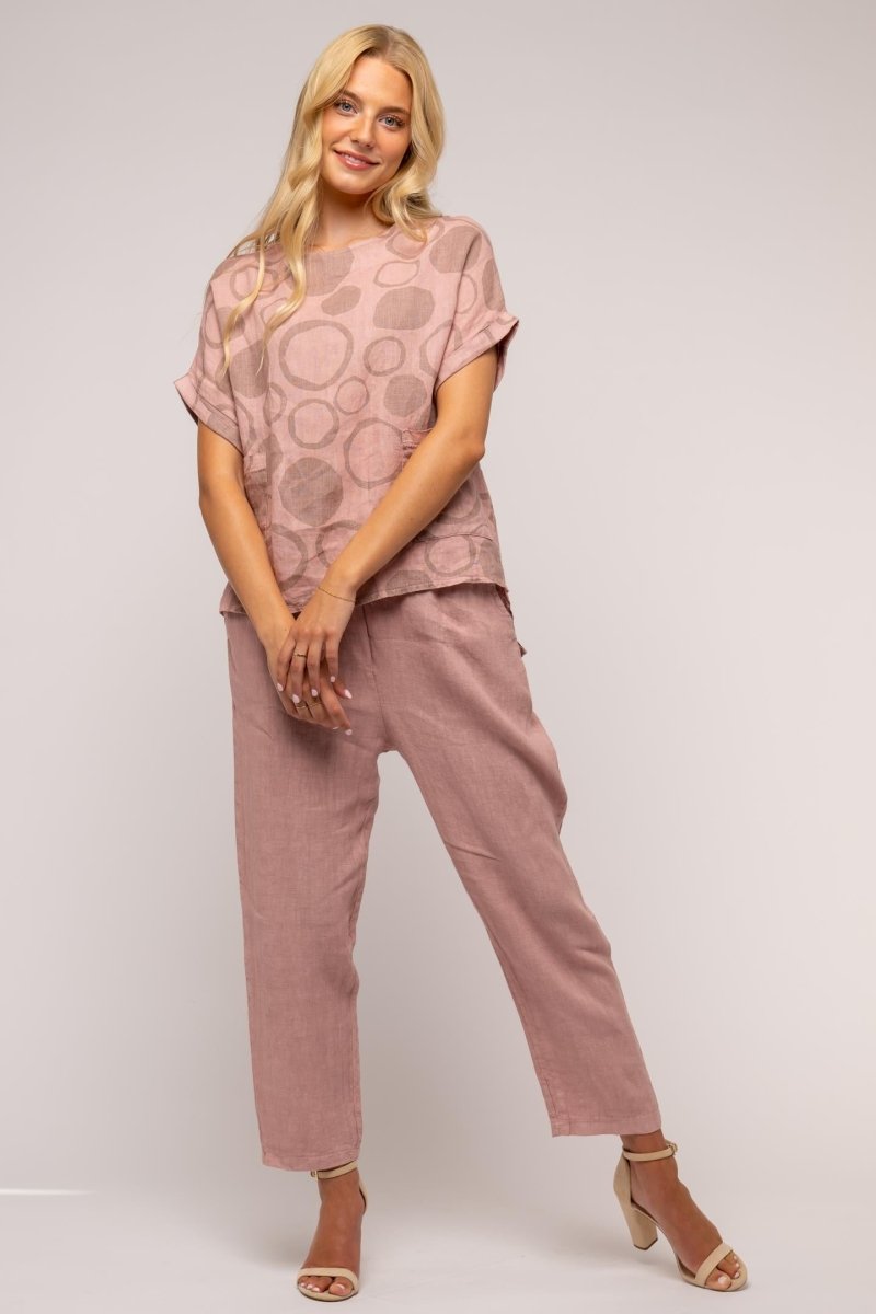 French Linen Top Spots Print - Breathable Naturals | Glam & Fame Clothing