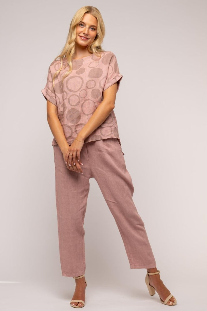 French Linen Top Spots Print - Breathable Naturals | Glam & Fame Clothing