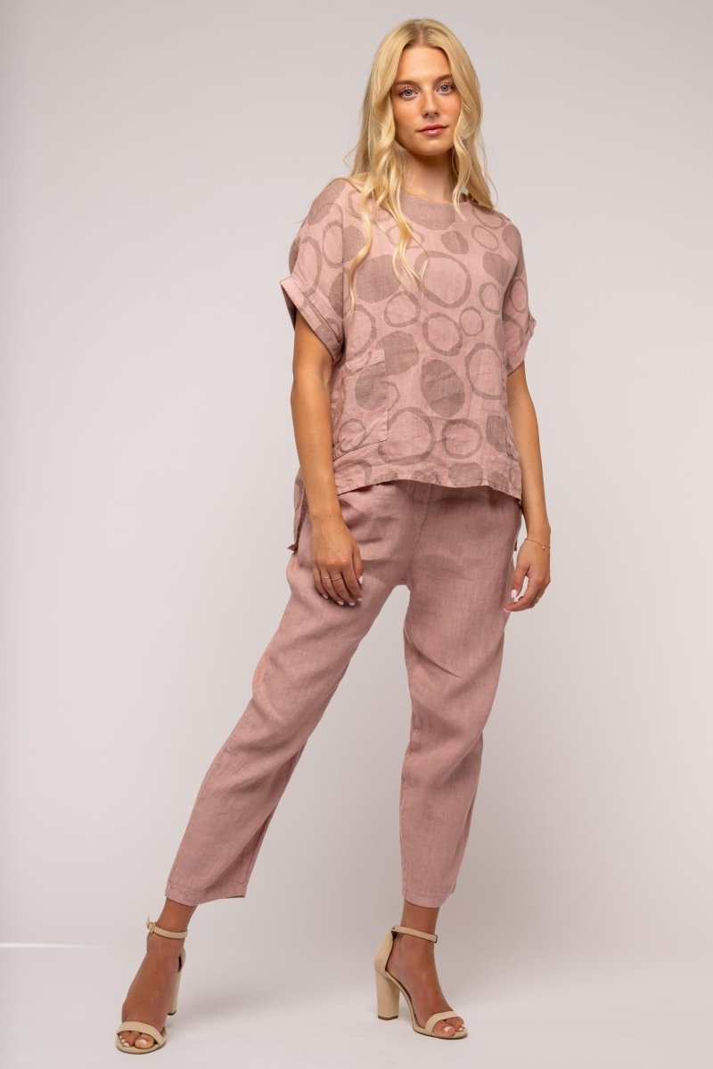 French Linen Top Spots Print - Breathable Naturals | Glam & Fame Clothing
