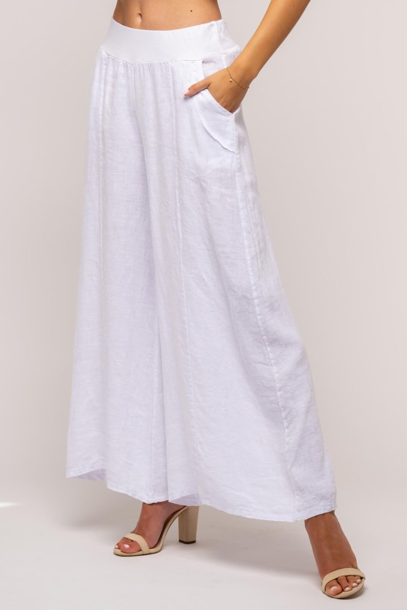 French Linen Palazzo Premium Woven - Breathable Naturals | Glam & Fame Clothing