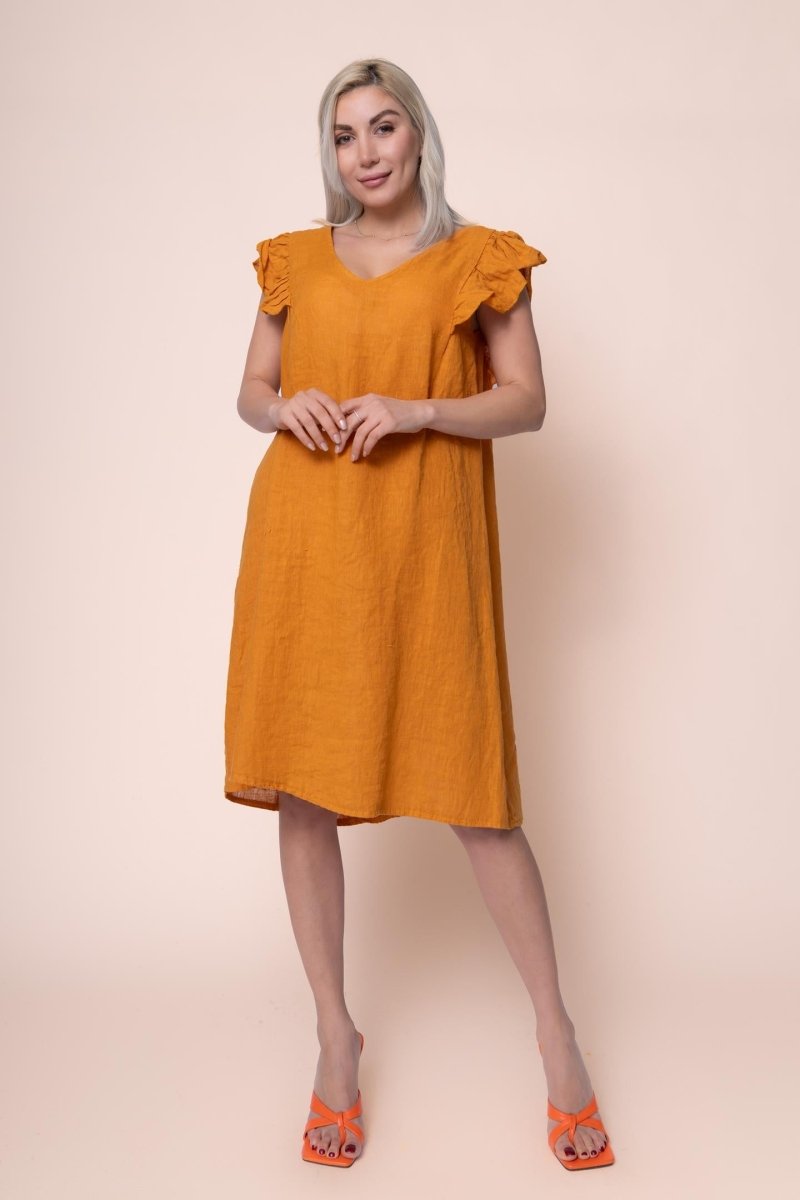 Linen Dress - OS11229-135 - Breathable Naturals | Glam & Fame Clothing