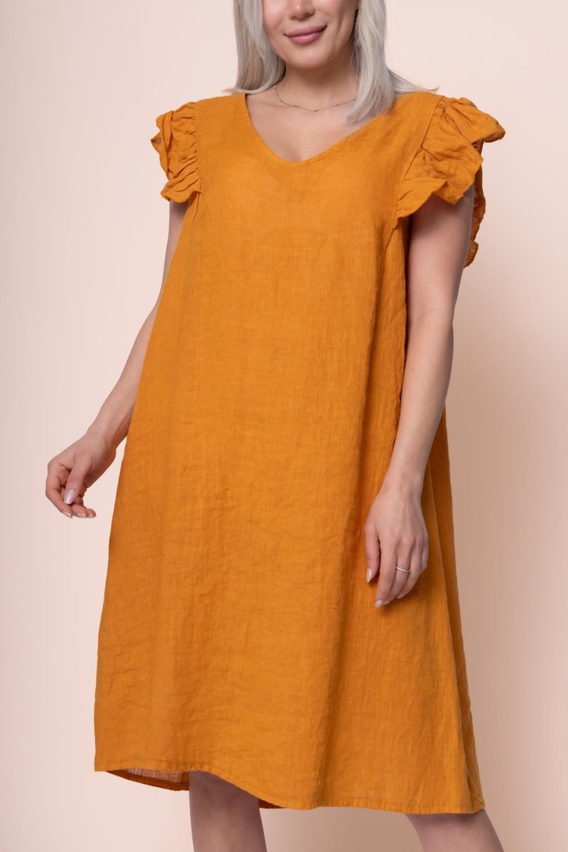 Linen Dress - OS11229-135 - Breathable Naturals | Glam & Fame Clothing