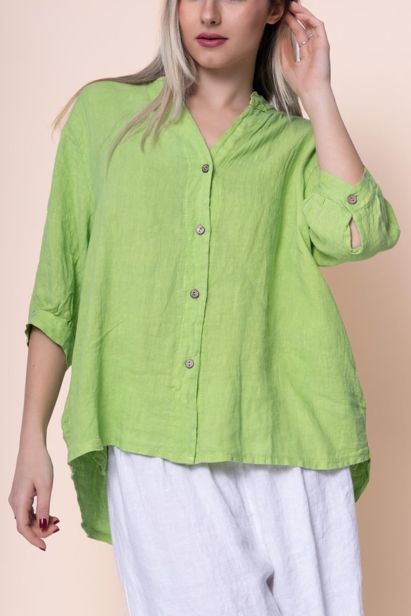 Linen Shirt - OS18730-104 - Breathable Naturals | Glam & Fame Clothing